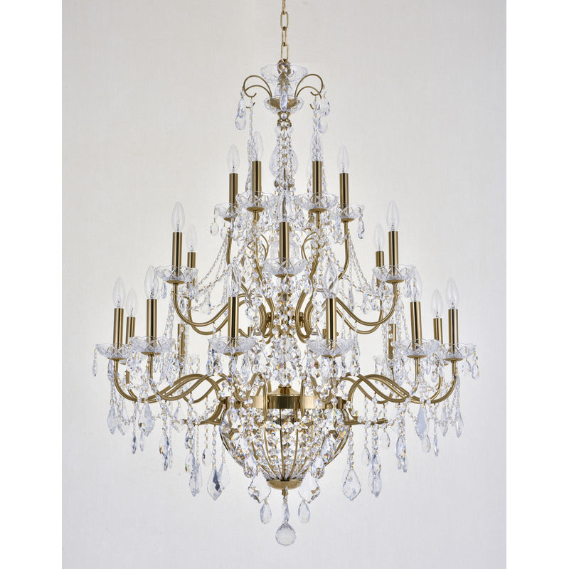 36-Inch Copper 26-Light Triple-Tier Candelabra Crystal Chandelier: LA28C36CO