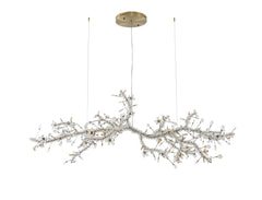 70-Inch Panoramic Golden Branch Crystal Chandelier - with Crystal Petals