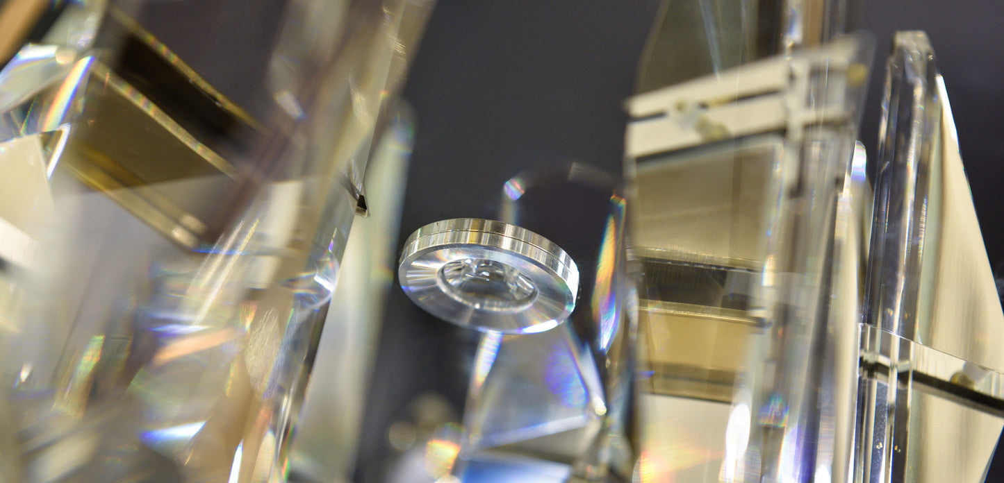 Side profile of the 23-inch Golden Ring chandelier highlighting the slim circular silhouette.