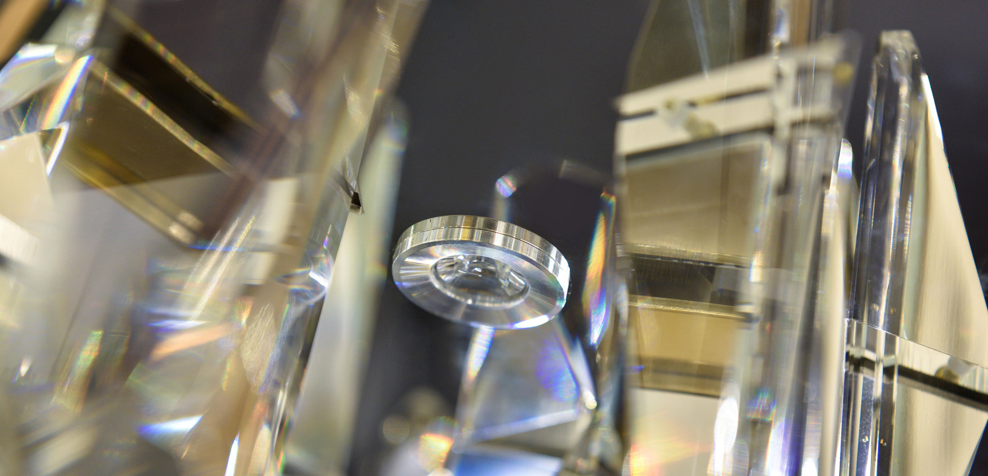 Side profile of the 23-inch Golden Ring chandelier highlighting the slim circular silhouette.