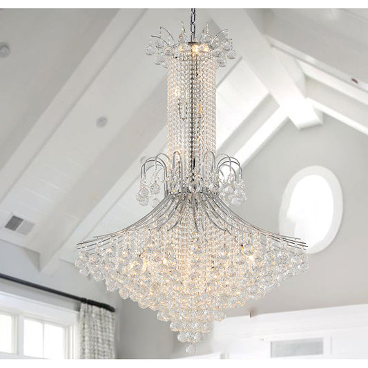 48-Inch Tall Regency-Style Chrome Crystal Waterfall Chandelier: LA46C48CH