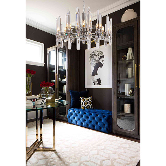 25-Inch Polished Chrome 12-Light Modern Crystal Plaque Chandelier: MU56