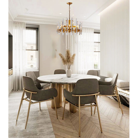 25-Inch Gold 12-Light Modern Crystal Plaque Chandelier: MU56C25G