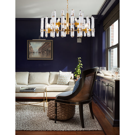 33-Inch Gold 15-Light 2-Tiered Modern Crystal Chandelier: MU56XGD